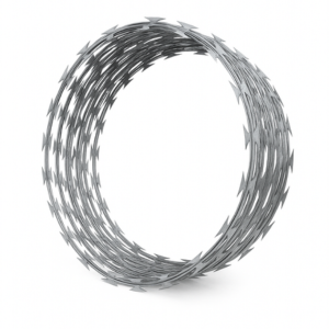 Rolo de cerca concertina galvanizada de 45cm, ideal para muros e cercas de alta segurança.